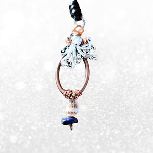 Mystic Copper-Wrapped Octopus & Lapis Lazuli Necklace